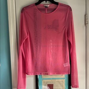 American Eagle Sheer Pink Long Sleeve Top